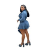 Two Piece Sets Women Denim Skirt Hooded Zipper Tops Short Dress Sets Skirts A Line High Waist Y2k Streetwear Elegant Slim Fit