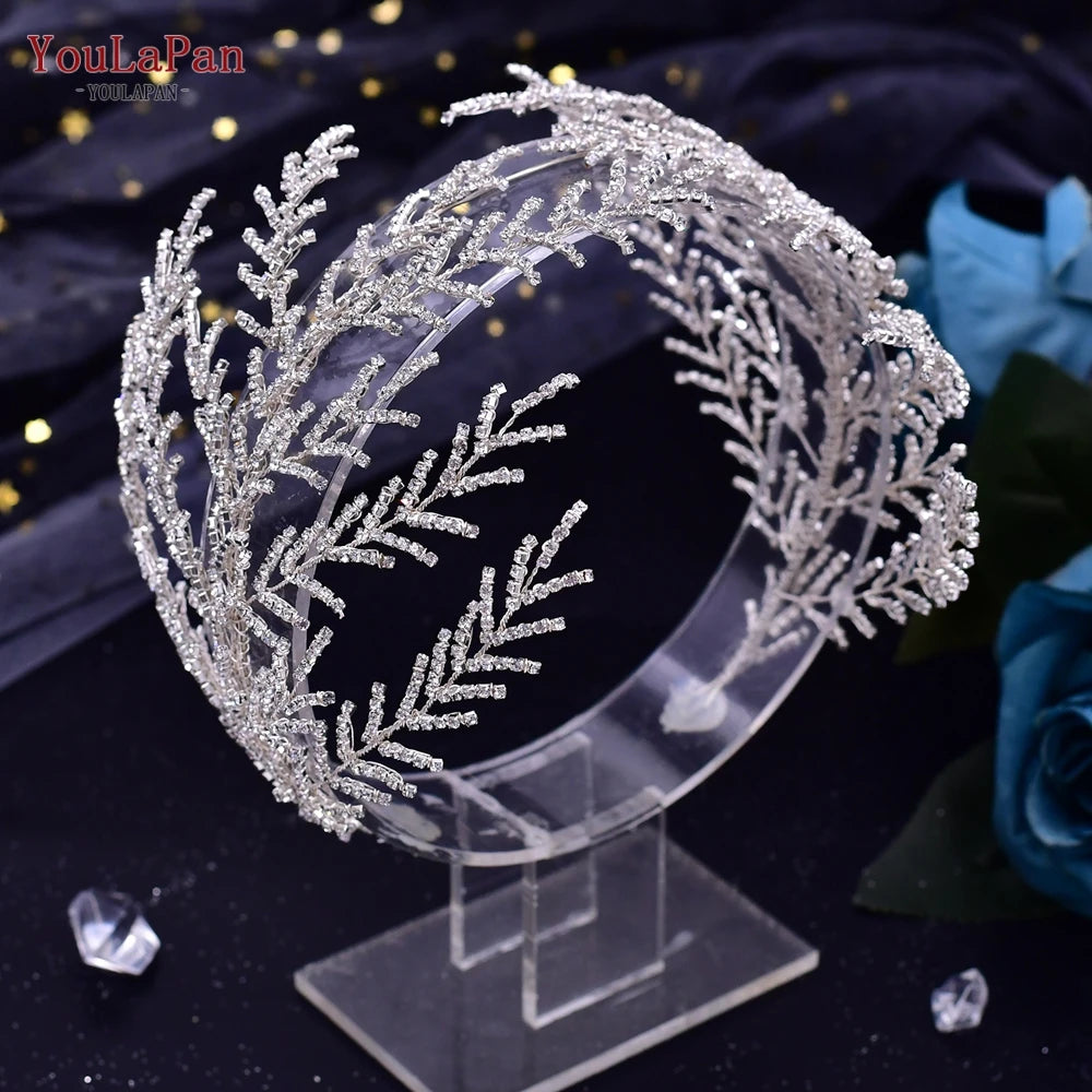 YouLaPan HP500 Rhinestone Bridal Headband Tiara Wedding Hair Accessories Luxury Bride Headpiece Pageant Headdresses Hair Jewelry