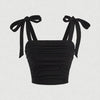 Solid Tie Shoulder Ruched Wide Strap Slim Fit Crop Top for Women Summer 2024 Y2K Clothes Pink Backless Cami Top Streetwear