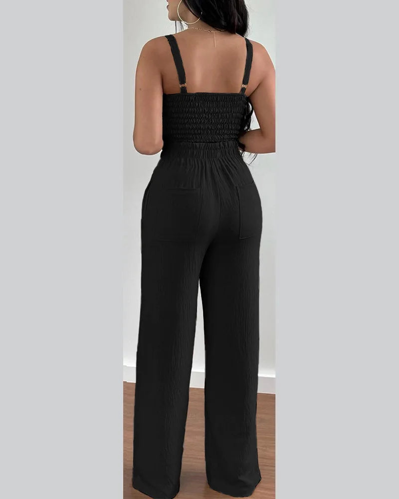 Women Fashion Print Halter V-Neck Short Tank Suit Tops Long Pants Matching Set Summer Casual Female Slim Pants Two Piece Sets