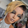 Kurze Bob Perücke Pixie Cut Perücke Glatte Echthaarperücken 13x4 Transparente Lace Front Perücke Für Frauen Highlight Glatte Pixie Cut Perücke
