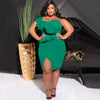 CM.YAYA Plus Size Women Ruffles Shoulder Sleeveless Bodycon Midi Dress 2023 Fashion INS Curve Sexy Party Club Dresses Vestidos