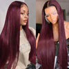 Dark Burgundy Straight Wigs 13X4 HD Lace Front Human Hair Wigs 99J Color Straight Brazilian Hair Wig Glueless Wig Pre Glueless