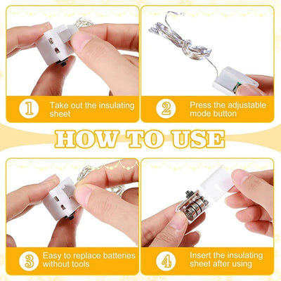 Mit Batterie 20er-Pack Lichterkette Feenlichter Silberner Kupferdraht Batteriebetrieben Dekoleuchten für Hochzeit, Party, Weihnachtsdeko