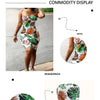 Plus Size Women's Tropical Plant Print Halter Bodycon Dress Elastic Stretch Sleeveless Beach Club Party Dress