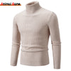 Autumn Men's Turtleneck Sweater Winter Knitted Striped Warm Outdoor Tops