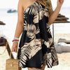 Women's Floral Print Halter Neck Boho Dress Backless Spring Summer Casual Elegant Gown for Party And Wedding