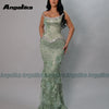 Angelika Glamorous Mermaid Prom Dresses for Women 3D Flowers Crystals Pearls Lace up Pageant Gowns Vestido de Gala Customized