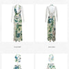 Sylcue Wizard of Oz Elegant Retro Tie-Dyed Fresh Print Deep V-neck Halter Dress Waist-Slimming Long Dress Summer