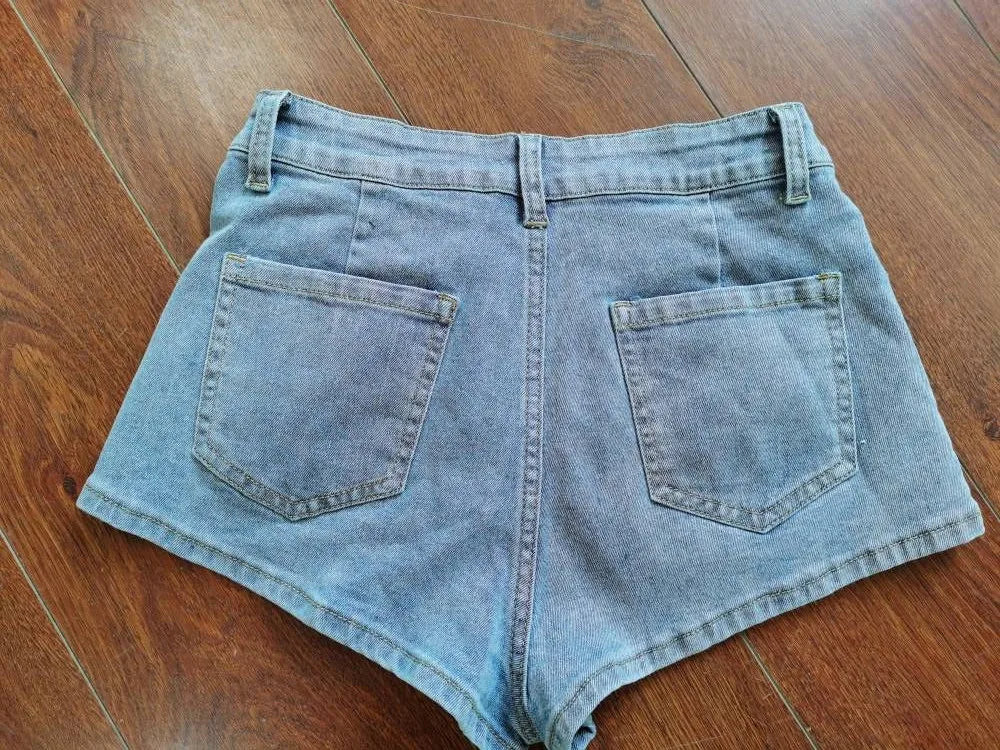 Autumn Outfits for Women 2024 Denim Jacket Shorts Two Piece Sets Streetwear Diamonds Distressed Short Pants Buttons Coat Suit
