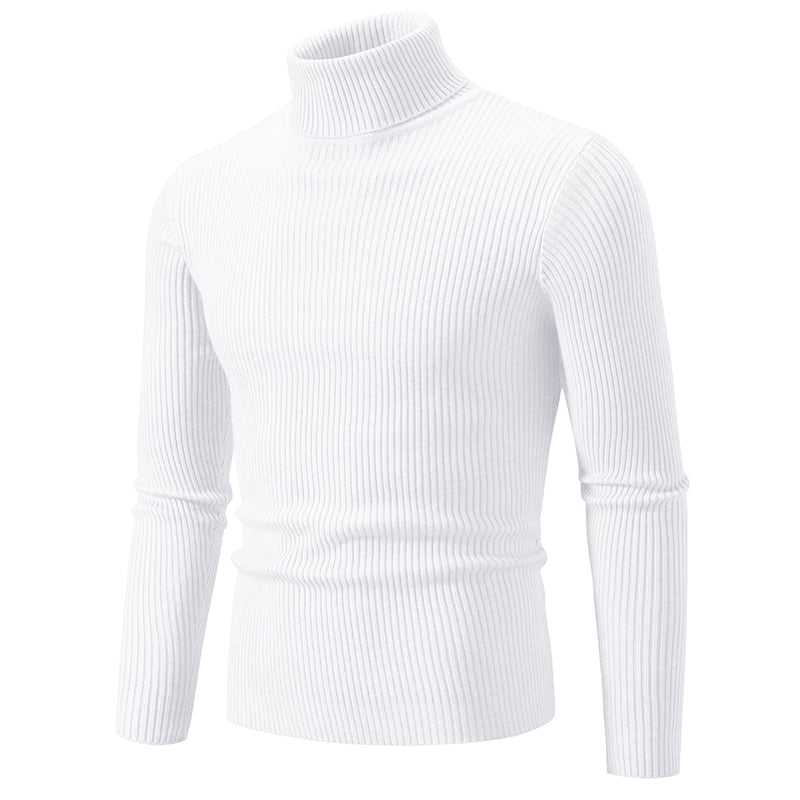 Autumn Men's Turtleneck Sweater Winter Knitted Striped Warm Outdoor Tops