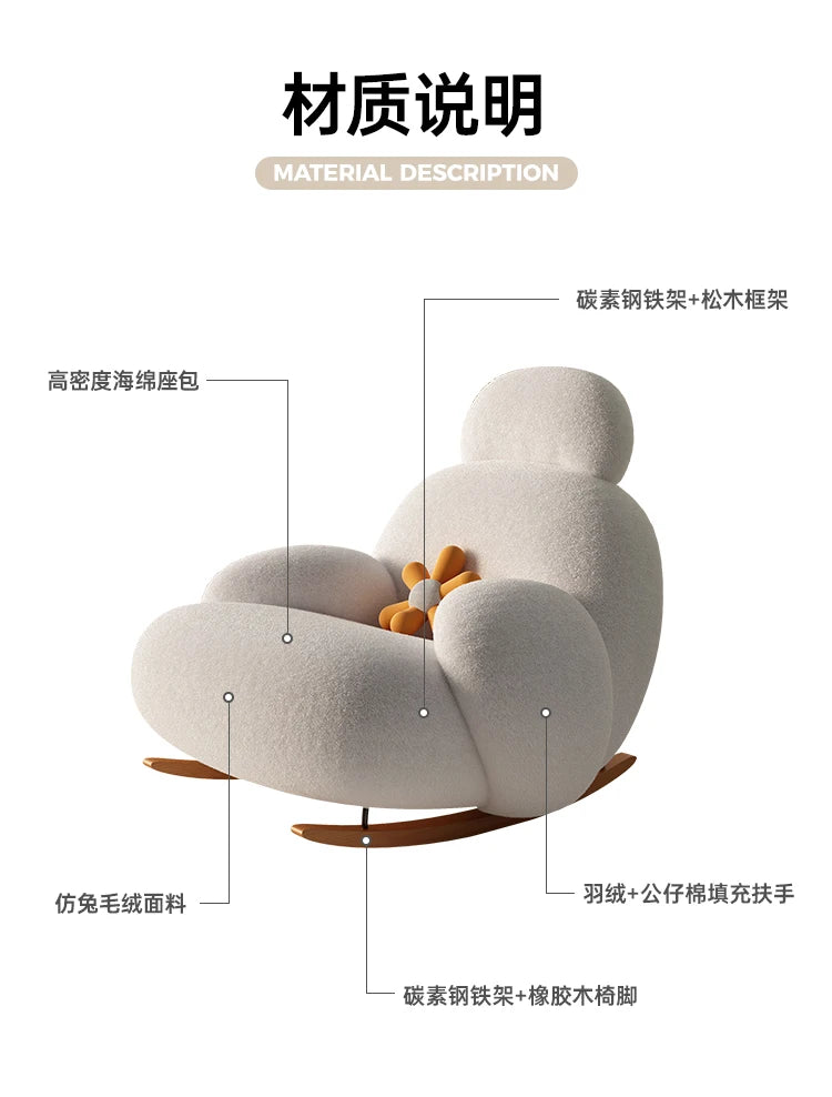 Fluffy White Wohnzimmerstuhl Modern Niedlich Boden Ergonomischer Wohnzimmerstuhl Lounge Relaxsessel Möbel Salon Home Möbel