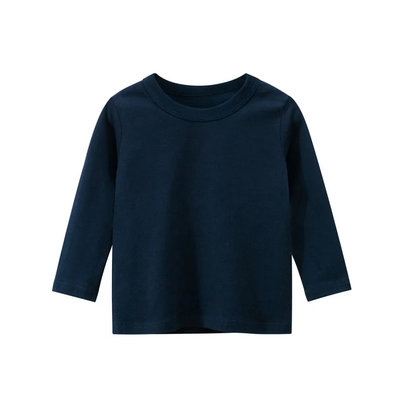 2025 Spring Autumn 2-10 Years Children'S Candy Color Sweet Long Sleeve High Neck Unisex Kids Girl Boy Basic Turtleneck T-Shirt