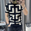 Luxury Men Autumn Knitted Tshirt 2024 Korean O-neck Short Sleeve Top Tees Streetwear Male Social Club Slim Fit Casual T-Shirt