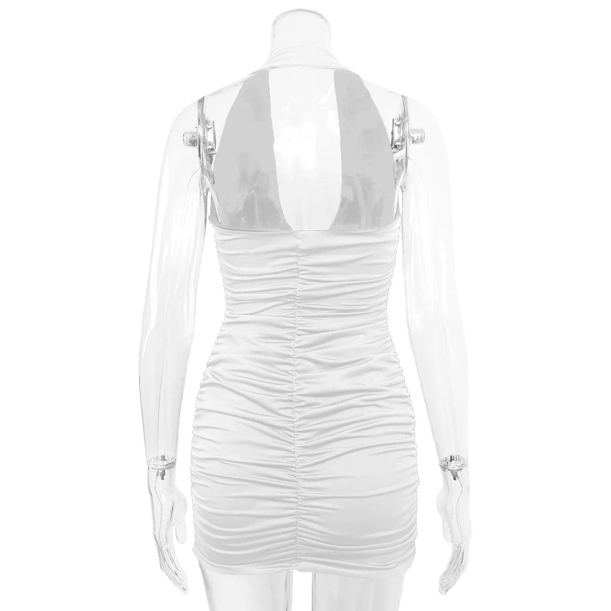 Sexy tiefes V Abendparty Ärmelloses rückenfreies Kleid 2024 Sommer Kurzes Weißes Neckholder-Kleid Damen Enges Club Mini Kleid Clubwear