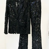 HIGH STREET Newest 2026 Designer Runway Suit Set Women's Single Button Guipure Lace Sequined Blazer Pants Suit