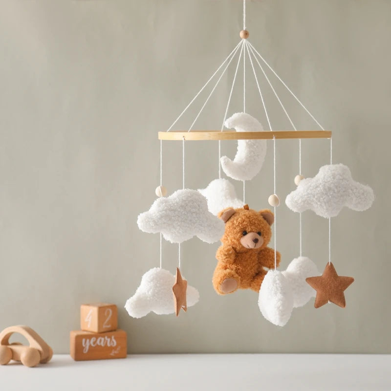 Baby-Kinderbett-Mobile-Rassel-Spielzeug 0-12 Monate Säugling Weicher Filz Teddy Samt Rosa Bär Bettglocke Hängendes Spielzeug Halterung Babybett Mädchen Spielzeug