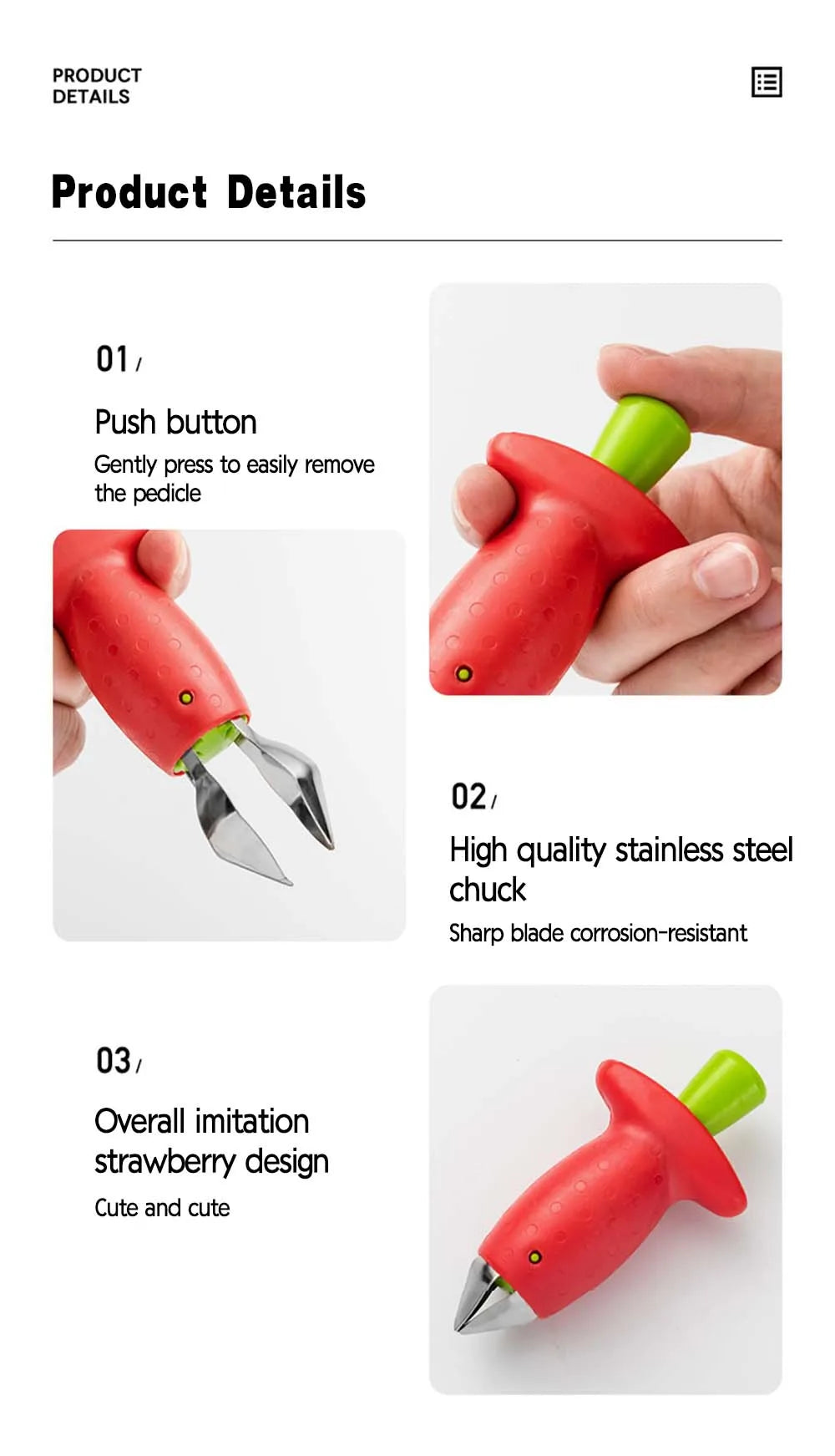 Strawberry Huller Pineapple Cutters Novel Tomato Stalks Remover Fruit Knife Useful Strawberry Leaf Cleaner Kitchen Accessories