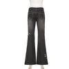Weekeep Floral Embroidery Jeans Vintage 2000s Low Rise Flared Jeans Women Retro y2k Baggy Denim Pants High Street Basic Trousers