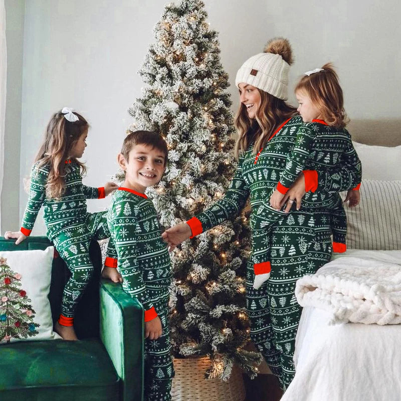 Merry Christmas Family Matching Outfits All Elk Print Mother Father Kids Pajamas Set Soft Loose Sleepwear Xmas Look Gift Pyjamas