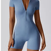 Summer Zipper Workout Jumpsuit Sports Overalls Women Gym Clothing Running Fitness Suits Gym Tracksuit Short Sportswear Yoga Set