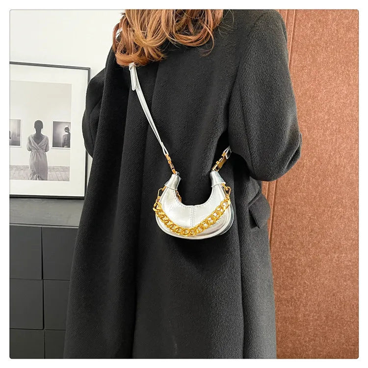 2024 Herbst Winter Mini Umhängetaschen für Damen Luxus Halbmond-Handtaschen für Damen Handtaschen mit Griff Weibliche kleine Tasche