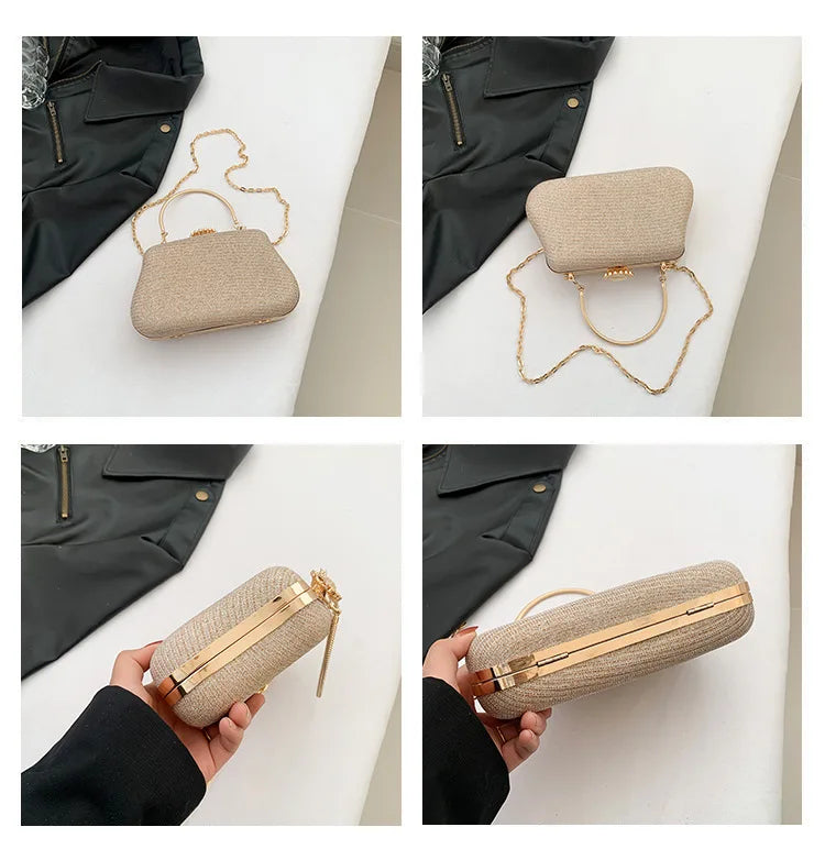 Luxus-High-Design Damen-Abendtasche Party-Bankett Glitzertasche für Damen Hochzeitsclutch Handtasche Umhängetasche mit Kette Bolsas