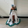 New Design Prom Dresses with Lace Appliques Party Dress Off Shoulder Long Detachable Overskirt Party Gowns Full Sleeves