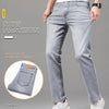Sommer elastische Herrenjeans Mode Grau Bequeme Business Straight Stretch Baumwolle Casual Denim Hose Marke Männliche Dünne Hosen