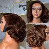 Loose Wave Chocolate Brown Short Bob Wigs 250% Density 13x4 HD Lace Front Wig 100% Human Hair Body Wave Bob Wigs For Women