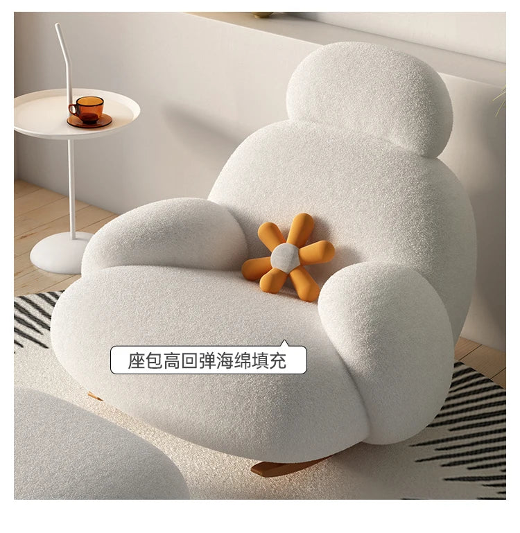 Fluffy White Wohnzimmerstuhl Modern Niedlich Boden Ergonomischer Wohnzimmerstuhl Lounge Relaxsessel Möbel Salon Home Möbel