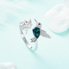 Elegant Natural Blue Stone Adjustable Hummingbird Rings for Women Glass Filled Rings Female Engagement Wedding Party Jewelry
