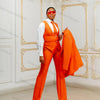 Office Orange Women Suit Set for Wedding 3 Piece Blazer+Pants+Vest Jacket Business Lady Cotton Coat Trousers Custom Made