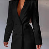 Women Elegant Blazer Solid Double Breasted Backless Long Sleeve Thin Slim Blazers Office Lady Fashion Suits