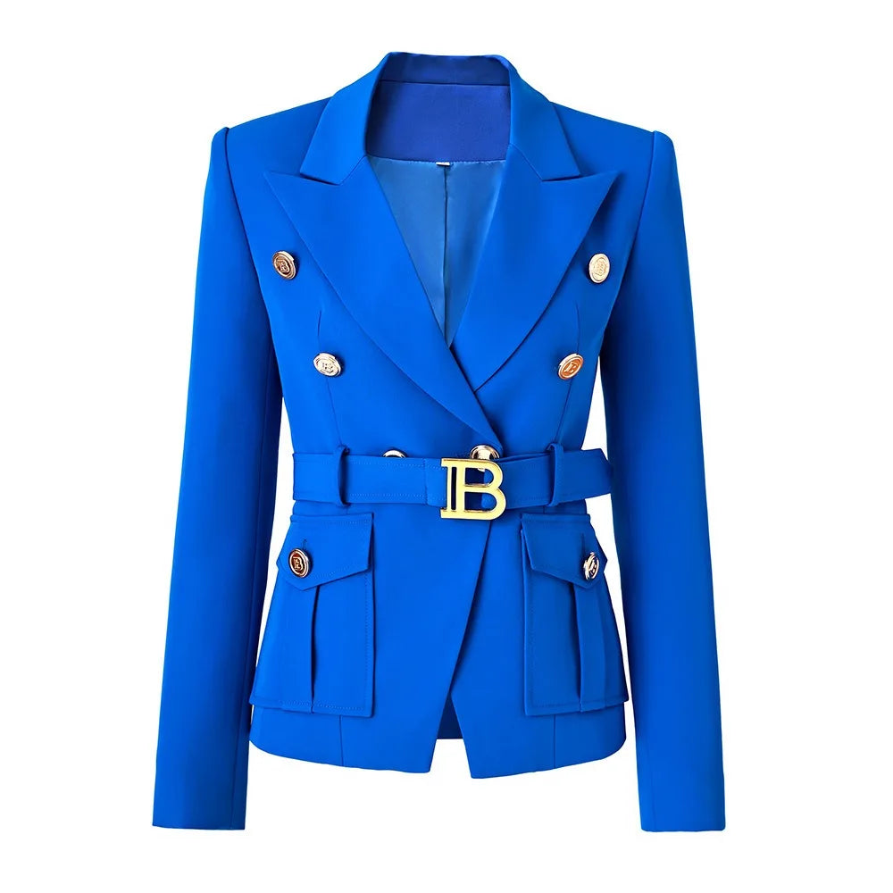 9 Colors Factory Customize Luxury Quality Classic Style Office White Black Women Pocket Blazers with Blet