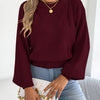 Women's Solid Color Round Neck Lantern Long Sleeve Knitted Sweaters for 2026 Autumn Winter Woman Clothes Yellow Red Khaki Tops