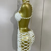 2026 Women Sexy White Halter Neck Perspective Hollow Mini Dresses Summer Backless Nightclub Party Evening Club Performance Dress