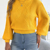 Women's Solid Color Round Neck Lantern Long Sleeve Knitted Sweaters for 2026 Autumn Winter Woman Clothes Yellow Red Khaki Tops