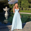 Mingmingxi Summer Elegant Strapless Chiffon Dress 2024 New Arrivals Blue Maxi Pleated Dress Fashion Casual Women's Clothing