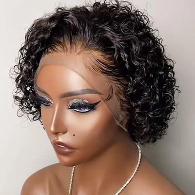 Pixie Cut Perücke Echthaar 13x1 Lace Frontal Perücken Echthaar Kurzer Bob Echthaar Perücken für schwarze Frauen Lace Front Echthaar Perücke