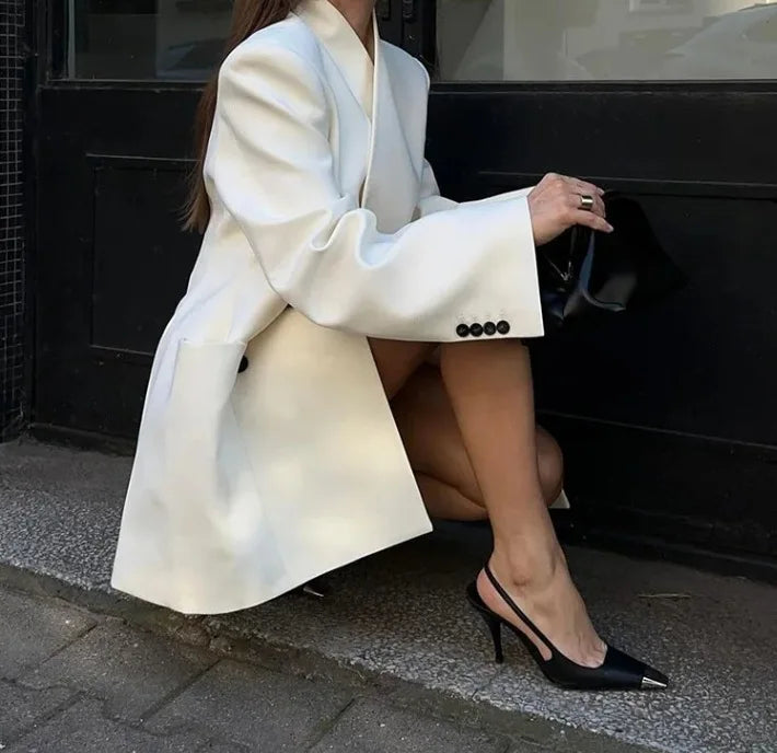 Women's Clothing Luxury Brand Design High-end Blazers Jacket Office Lady Suit Coats White Black Blazer Long-sleeved Top Jacket