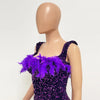 Frühlings- und Sommer-Damenkleidung MINI Kurzes einfarbiges neues Wind-Pailletten-Neckholder-Strandkleid One-Shoulder-Federn Spice G