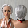 RDY Pixie Cut Kurze Bob Perücke Silbergrau Synthetische Lace Front Perücke Glueless Geschichtetes Glattes Haar Frontale Lace Perücken für Frauen Täglich