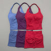 2 Pieces Sports Set Women Backless Halter Tops High Waist Seamless Hight Stretch Shorts Gym Suit Sportswear Workout Sets