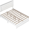 3-teiliges Schlafzimmerset Queen-Size Polsterbett mit LED-Beleuchtung, Nachttischen, 3-teiliges Schlafzimmermöbel-Set aus Holz, Weiß