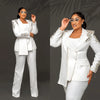 Customized Unique Design Beads Women Pants Suits White Wedding Blazer Jacket Guest Wear Slim Fit 2 Pieces