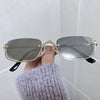 Halbrahmen Eckige Sonnenbrille für Damen Luxusmarke Kleine Metall Retro Rechteckige Schwarze Sonnenbrille Damen Mode Brille