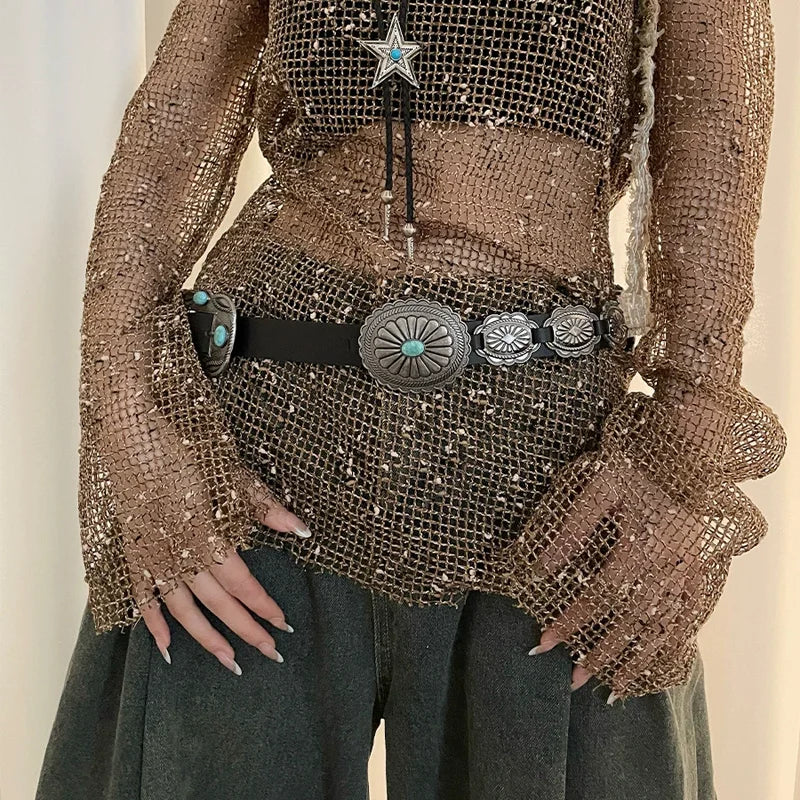Rock Retro Heavy metal band cowboy cowgirl Ladie's Belts Waist Decorative Girdle Hit hot Pung Pu Leather For Jeans Accessories