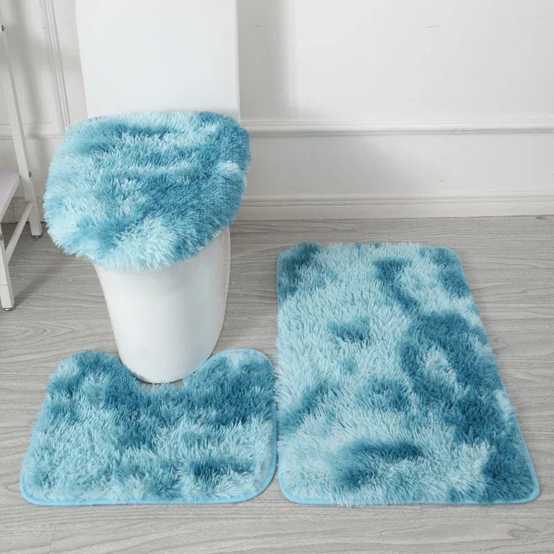 3er-Set einfarbige Heimteppiche Toilettendeckelbezug Teppich-Set rutschfeste Fußmatte für Badezimmerboden Badteppich Fußmatte