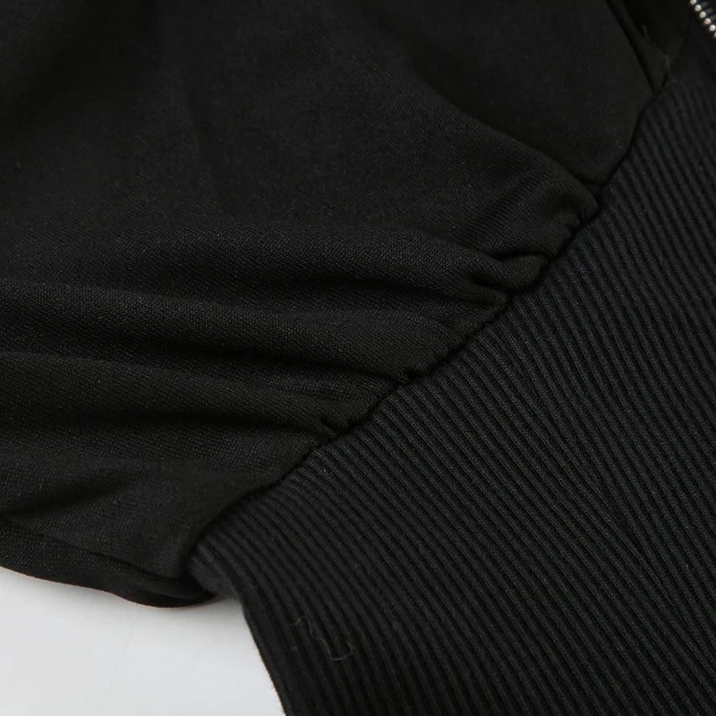 BIIKPIIK Pelzkragen Kapuzenmäntel für Damen Lässiger Reißverschluss Slim Hoodies Einfache All-match Schwarz Harajuku Mantel Herbst Winter Sweatshirts